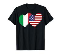 I Love Italy I Love USA Lovely Italy US Flag Hearts Graphic T-Shirt