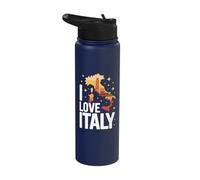 I Love Italy Map Icons Travel Design Stainless Steel Insulated Water Bottle