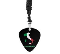 I Love Italy Vintage Pick Necklace Guitar Bass Pick Pendant &B Steel Music Jewelry for Music Lovers