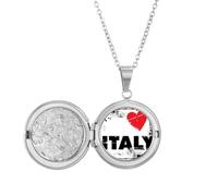 I Love Italy Word Love Heart Square Locket Necklace Hold Picture Jewelry Birthday Gift