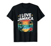 I Love Jamaica Beach Sunset Tropical Vibe Value Graphic T-Shirt