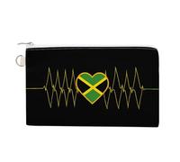 I Love Jamaica Jamaican Flag Heart Coin Purse Fashion Canvas Pouch Portable Wallet Makeup Bag for Men Women