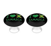 I Love Jamaica Jamaican Funny Cabinet Knobs 2 Pack Round Drawer Dresser Pulls Door Handles Knobs for Door Wardrobe