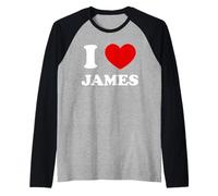 I Love James I Heart James Funny James Raglan Baseball Tee