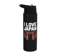 I Love Japan Cherry Blossom Torii Gate Stainless Steel Insulated Water Bottle