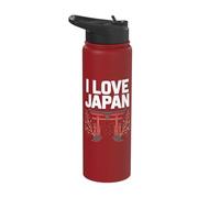 I Love Japan Cherry Blossom Torii Gate Stainless Steel Insulated Water Bottle