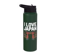 I Love Japan Cherry Blossom Torii Gate Stainless Steel Insulated Water Bottle