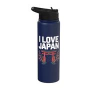 I Love Japan Cherry Blossom Torii Gate Stainless Steel Insulated Water Bottle