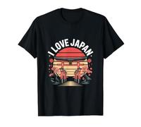 I Love Japan Cherry Blossom Torii Gate Value Graphic T-Shirt, Men, Black, L