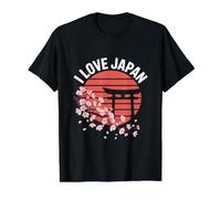 I Love Japan Cherry Blossom Torii Sunset Value Graphic T-Shirt, Men, Black, XL