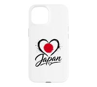 I Love Japan Heart Silhouette Flag Travel Japanese Vacation Case for iPhone 15