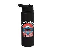 I Love Japan Mount Fuji Cherry Blossoms Stainless Steel Insulated Water Bottle