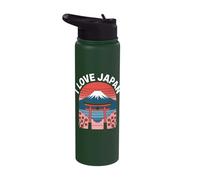 I Love Japan Mount Fuji Cherry Blossoms Stainless Steel Insulated Water Bottle