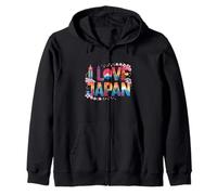 I Love Japan Tokyo Skyline Sakura Mount Fuji Zip Hoodie