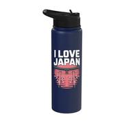 I Love Japan Torii Gate Sakura Blossoms Stainless Steel Insulated Water Bottle