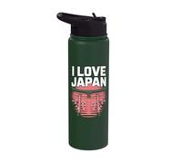 I Love Japan Torii Gate Sakura Blossoms Stainless Steel Insulated Water Bottle