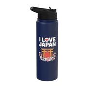 I Love Japan Torii Gate Sakura Design Stainless Steel Insulated Water Bottle