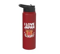 I Love Japan Torii Gate Sakura Design Stainless Steel Insulated Water Bottle