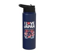I Love Japan Torii Koi Sakura Blossom Stainless Steel Insulated Water Bottle