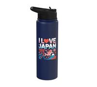 I Love Japan Torii Koi Sakura Mount Fuji Stainless Steel Insulated Water Bottle