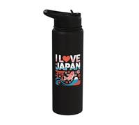 I Love Japan Torii Koi Sakura Mount Fuji Stainless Steel Insulated Water Bottle