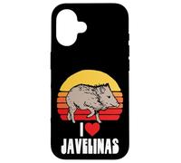 I Love Javelinas Vintage Retro 80s Sunset Cute Heart Arizona Case for iPhone 16