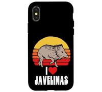 I Love Javelinas Vintage Retro 80s Sunset Cute Heart Arizona Case for iPhone X/XS