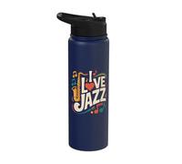 I Love Jazz Saxophone Music Vibes Stainless Steel Insulated Water Bottle