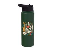 I Love Jazz Saxophone Music Vibes Stainless Steel Insulated Water Bottle