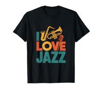 I Love Jazz Saxophone Trumpet Microphone Value Graphic T-Shirt