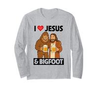 I Love Jesus and Bigfoot Funny Beer Drinking Spirituality Long Sleeve T-Shirt