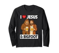 I Love Jesus and Bigfoot Funny Beer Drinking Spirituality Long Sleeve T-Shirt
