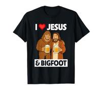 I Love Jesus and Bigfoot Funny Beer Drinking Spirituality T-Shirt