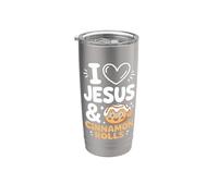 I Love Jesus and Cinnamon Rolls Stainless Steel Insulated Tumbler