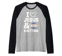 I Love Jesus and Knitting Raglan Baseball Tee