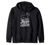 I LOVE JESUS AND MY FRENCHIE Christian French Bulldog Zip Hoodie