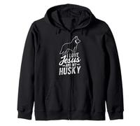 I LOVE JESUS AND MY Husky Christian Husky Lover Zip Hoodie