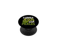 I Love Jesus And Pickles Cucumber Vegetable Pickle Vegan PopSockets Adhesive PopGrip