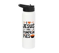 I Love Jesus and Pumpkin Pie Squad Thanksgiving Matching Stainless Steel Insulated Water Bottle