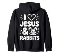I Love Jesus And Rabbits Zip Hoodie