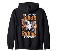 I Love Jesus And Riding Horses Horse Lover Zip Hoodie
