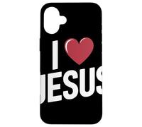 I Love Jesus Bold Letter Christian Faith Religious Apparel Case for iPhone 16 Plus
