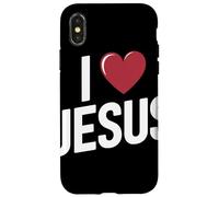 I Love Jesus Bold Letter Christian Faith Religious Apparel Case for iPhone X/XS
