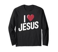 I Love Jesus Bold Letter Christian Faith Religious Apparel Long Sleeve T-Shirt