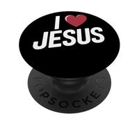 I Love Jesus Bold Letter Christian Faith Religious Apparel PopSockets Adhesive PopGrip