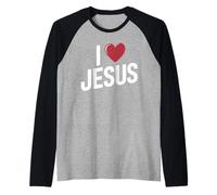 I Love Jesus Bold Letter Christian Faith Religious Apparel Raglan Baseball Tee