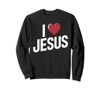 I Love Jesus Bold Letter Christian Faith Religious Apparel Sweatshirt