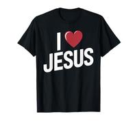 I Love Jesus Bold Letter Christian Faith Religious Apparel T-Shirt
