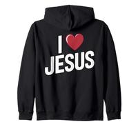 I Love Jesus Bold Letter Christian Faith Religious Apparel Zip Hoodie