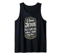 I Love Jesus But Still Cuss When Stub Toe Christian Design Tank Top